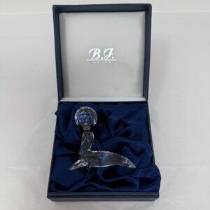 B J Crystal blown glass seal figurine with Swarovski crystal faced ball